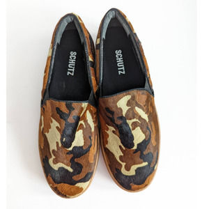 Schutz Women's Camo Calf Hair Slip on Sneaker Size 9B
